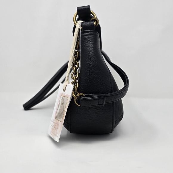 Jessica Simpson Shoulder Bag‎ Black Gold Trim Crossbody Purse - Picture 7 of 7